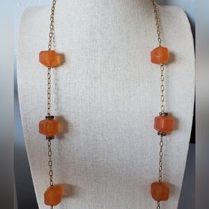 J Crew Chunky Orange Acrylic Station Necklace